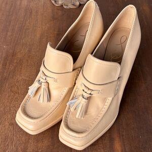 Sam Edelman Beige Tassel Loafer Heels